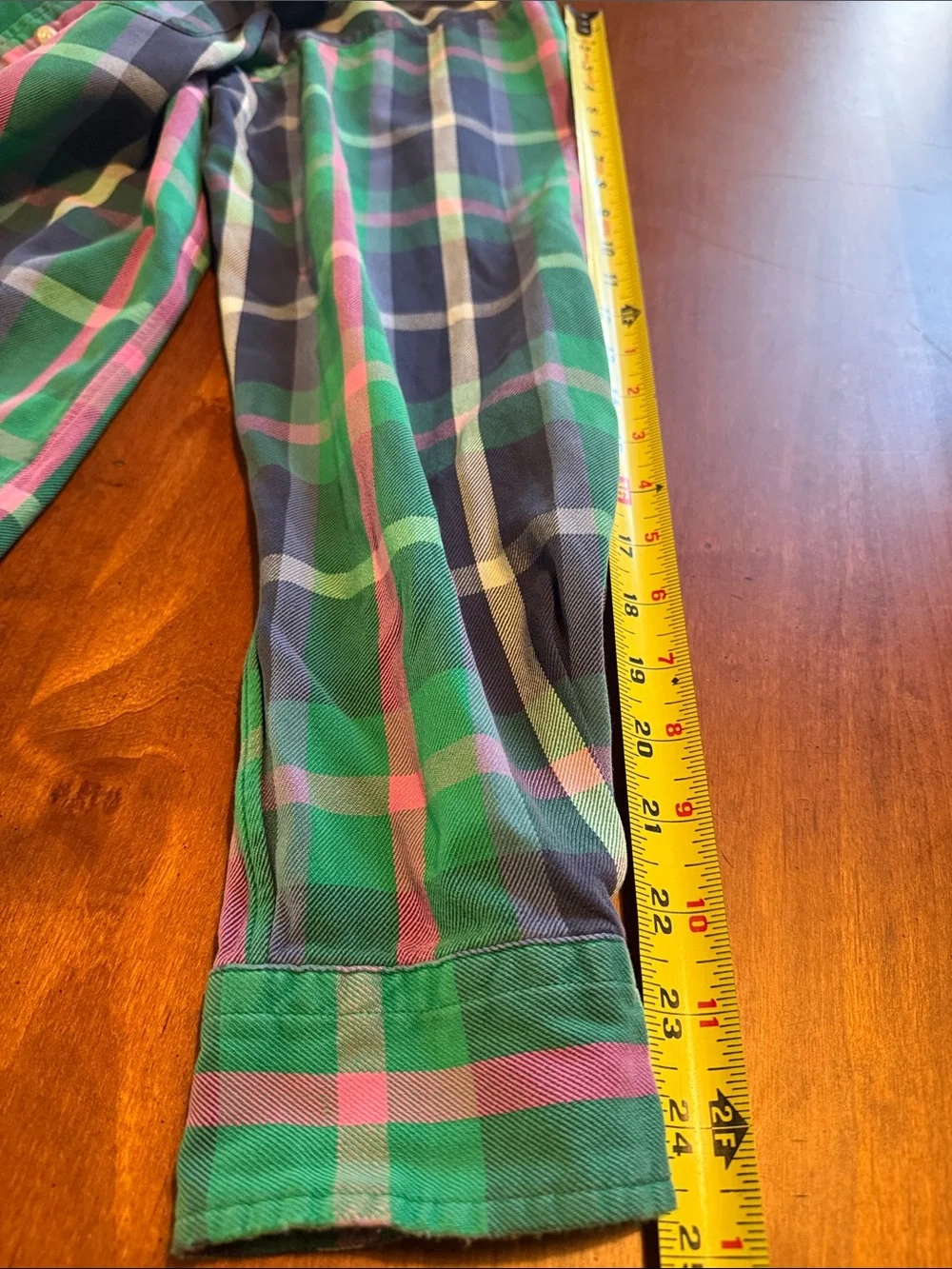 Men’s Vintage POLO Ralph Lauren Preppy Green Blue Pink Button Up Flannel Shirt L